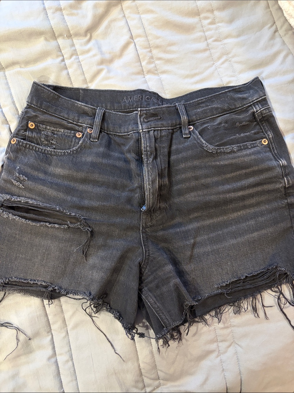 American Eagle Outfitters Gray Distressed Denim Cutoff Shorts